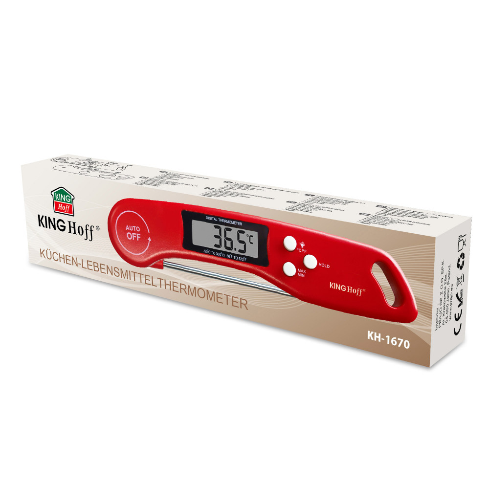 Elektroniczny termometr kuchenny, czerwony KingHoff