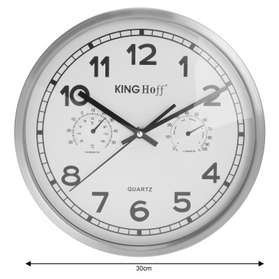 Wall clock, plastic Ø30cm, white Kinghoff