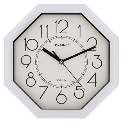 Wall clock, plastic white Kinghoff