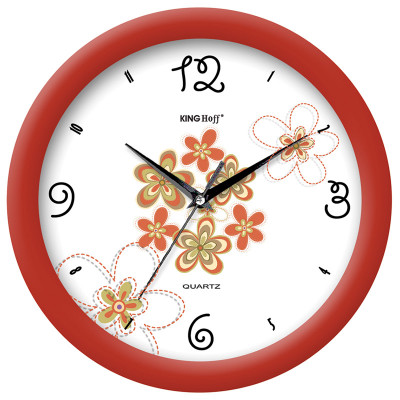 Zegar ścienny wzór kwiaty KingHoff