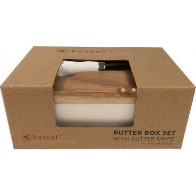 Butter crock with knife, porcelain Kassel