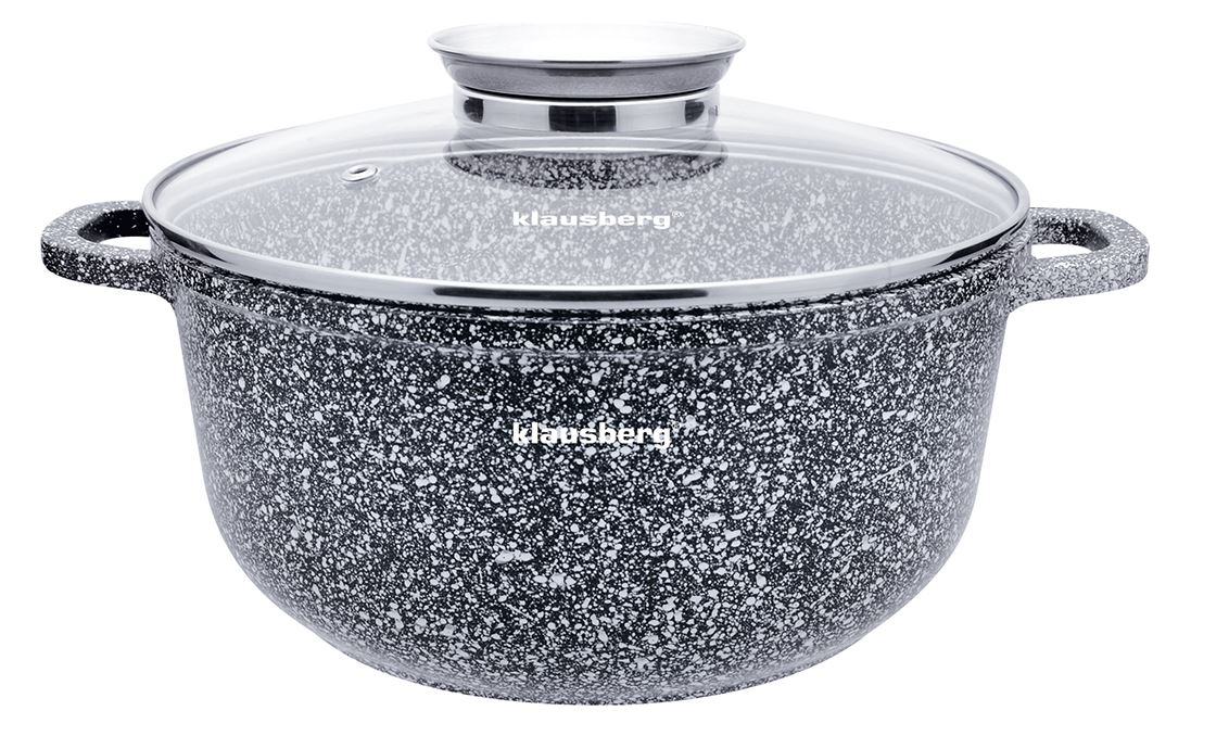 Garnek z pokrywką, stal szary marmurek  Ø22cm 3,3l Klausberg