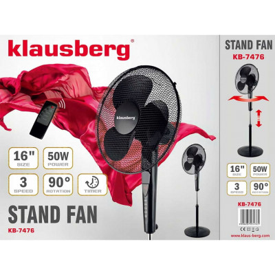 Standing fan with remote, 50W Klausberg