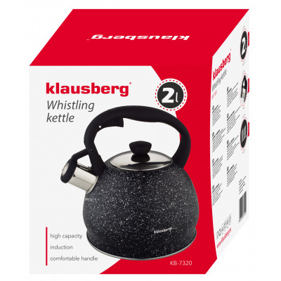 Czajnik tradycyjny, stalowy 2l czarny marmurek Klausberg