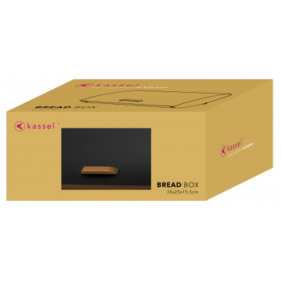 Bread box, steel-bamboo, black Kassel