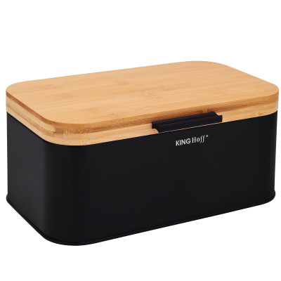 Bread box, steel, black, 30x20x14cm KINGHoff
