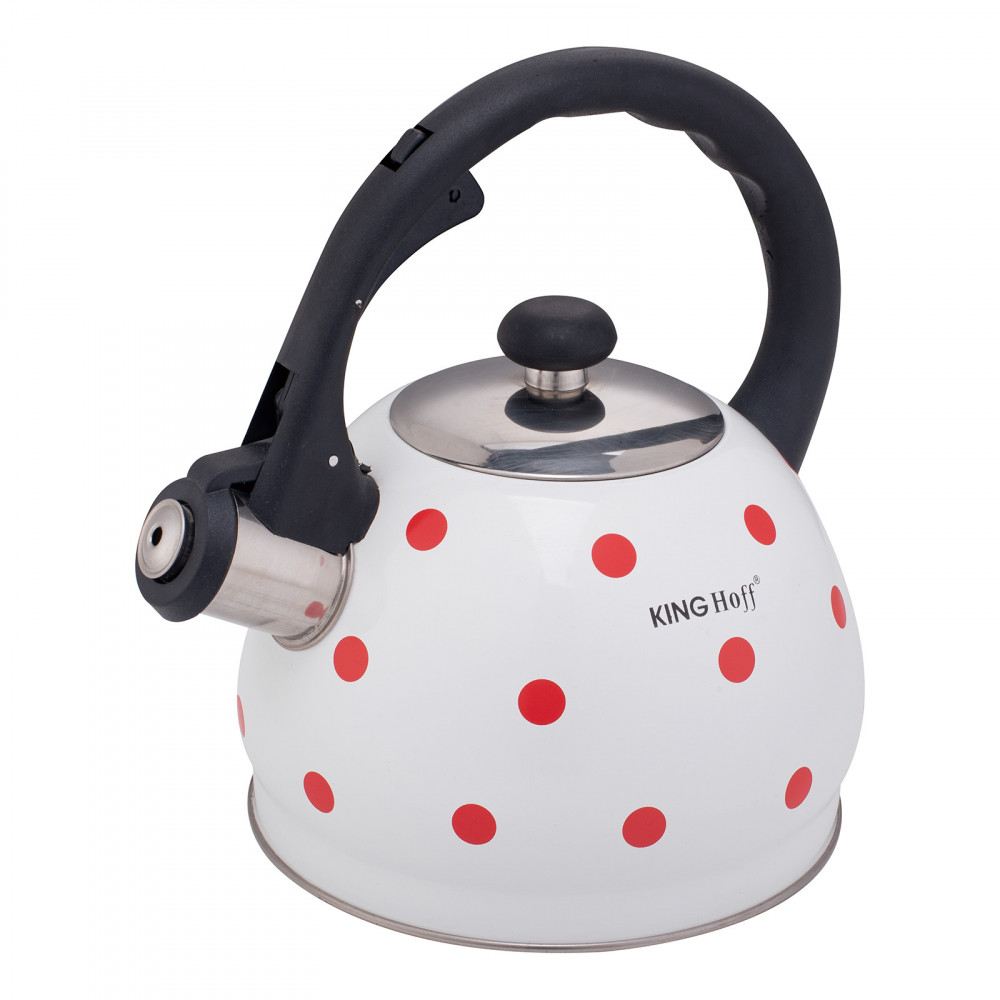 Kettle, traditional, enamel, red and white, 2l KINGHoff