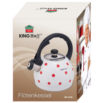 Kettle, traditional, enamel, red and white, 2l KINGHoff