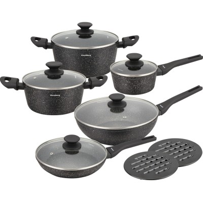 Pots with marbled non-stick coating, set of 12 pieces Klausberg