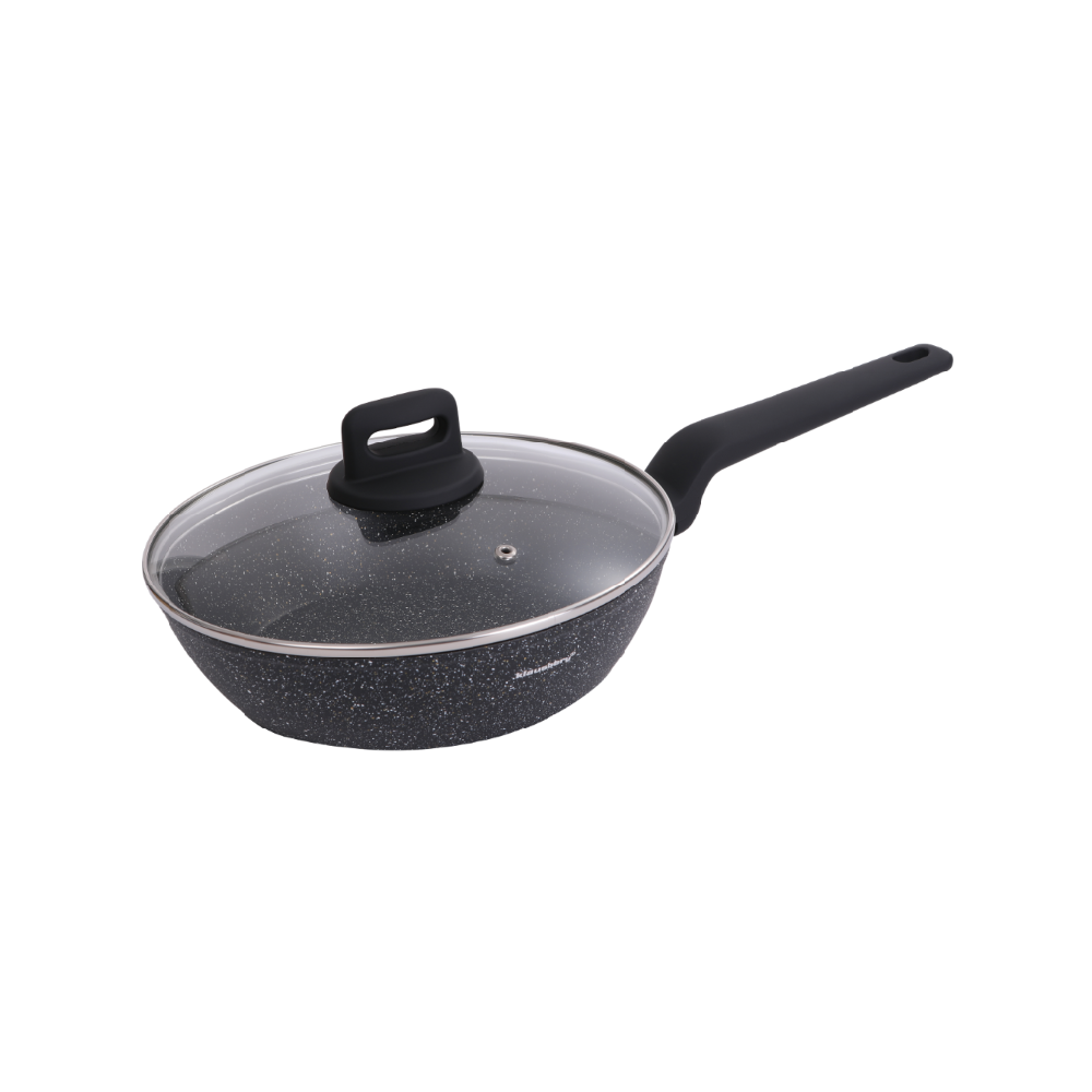 Frying pan, with lid, black marble, Ø24CM Klausberg