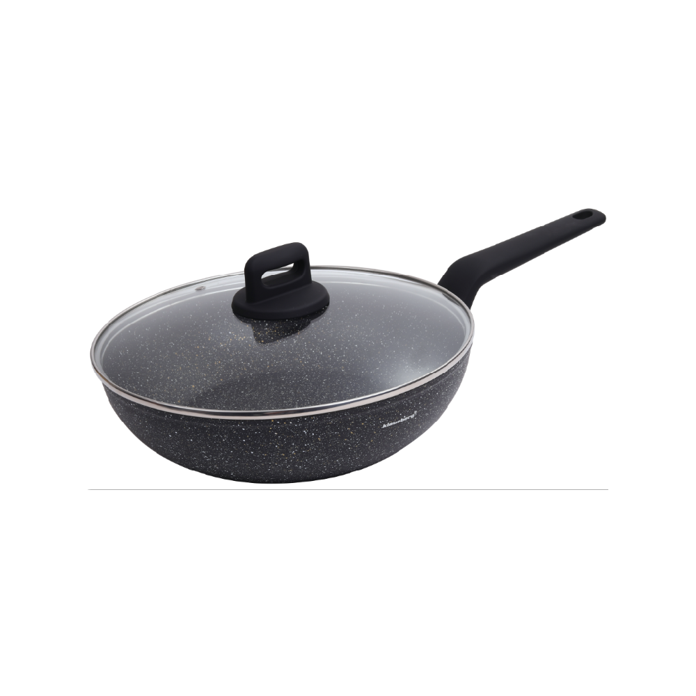 Frying pan, with lid, black marble, Ø28CM Klausberg