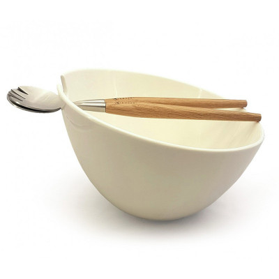 Salad bowl with utensils, porcelain Kassel