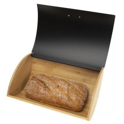 Bread box, steel-bamboo, black Kassel
