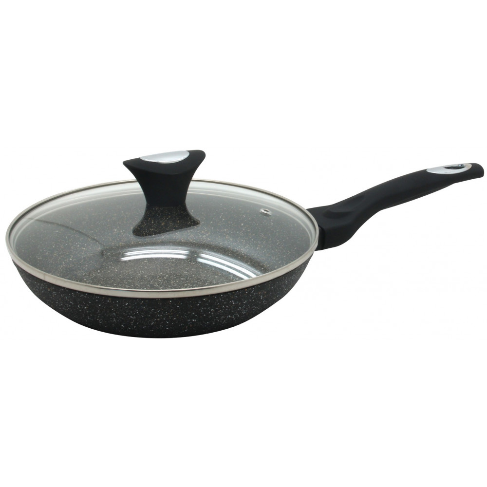 Frying pan, with lid, aluminum, marble grey, Ø22cm Klausberg