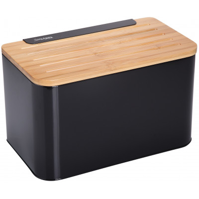 Bread box with containers, steel, black Kinghoff