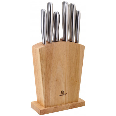 Knife set with block, 7 elements, wood-steel, Kinghoff