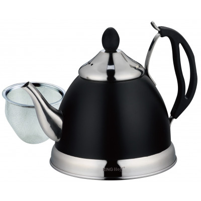Teapot with strainer, steel, 1l, black  Kinghoff