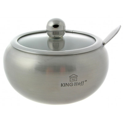Sugar bowl with spoon, steel, 460ml Kinghoff